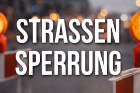 Hinweisgrafik zum Thema Straßensperrung mit weißer Schrift und Warnleuchten als Symbol für Baustellen und Verkehrseinschränkungen in Hohenstein-Ernstthal.