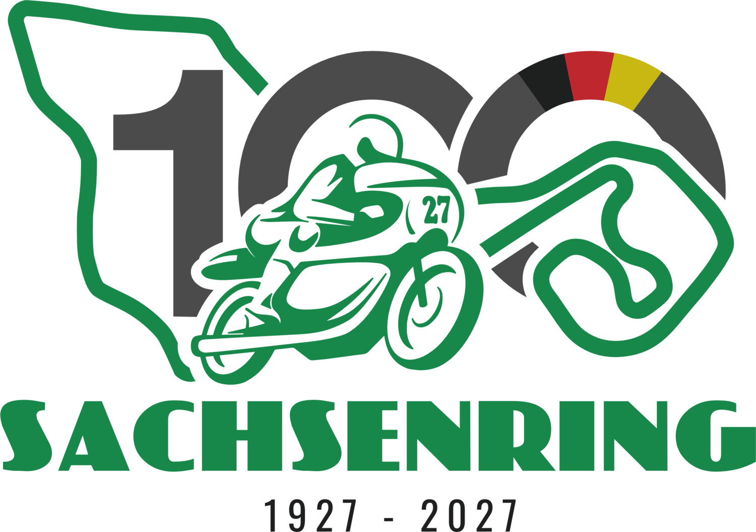 Logo zum Jubiläum 100 Jahre Sachsenring im Jahr 2027